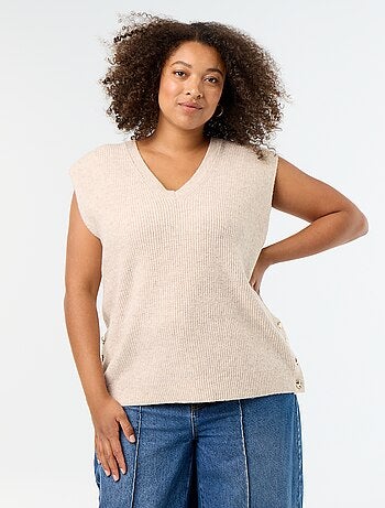 Camisola sem mangas com bijuteria dourada