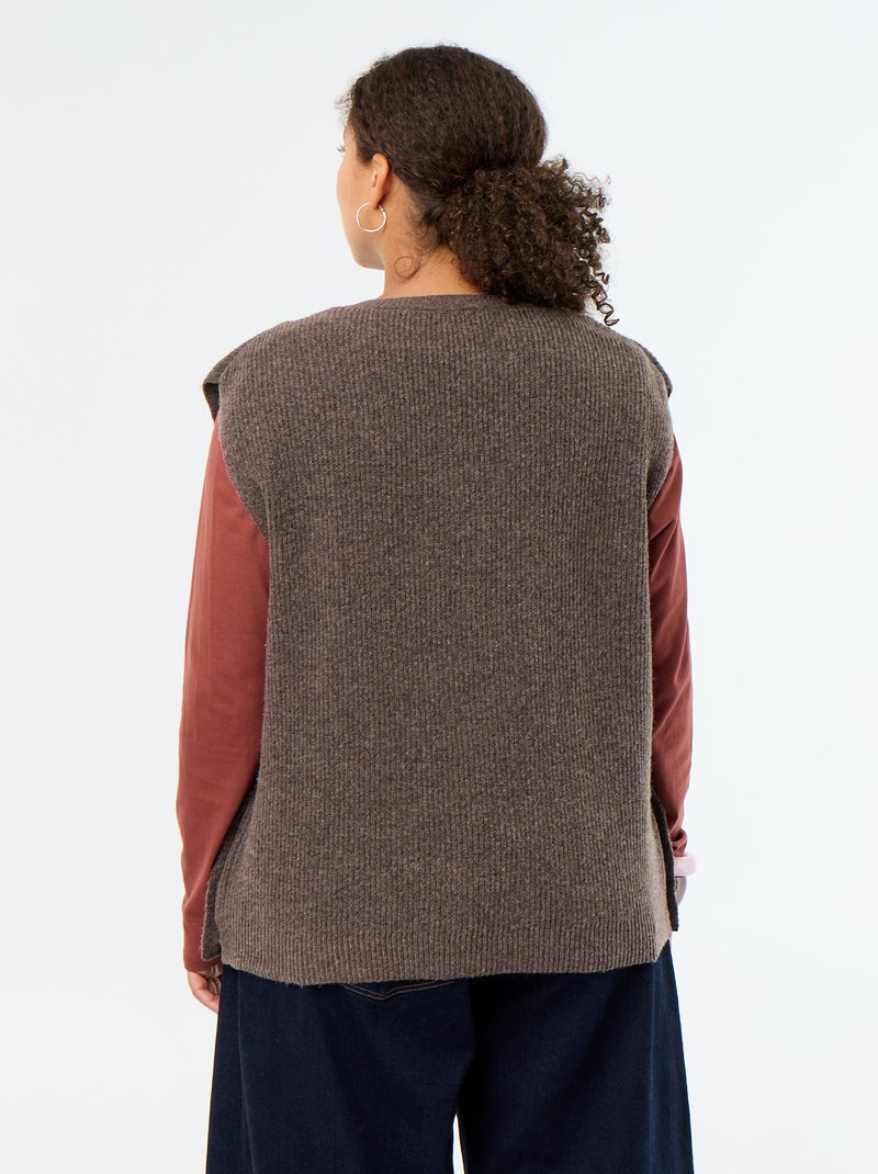 Camisola sem mangas com bijuteria dourada Castanho - Kiabi