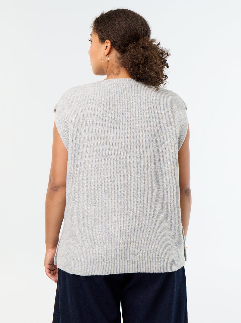 Camisola sem mangas com bijuteria dourada Cinza - Kiabi