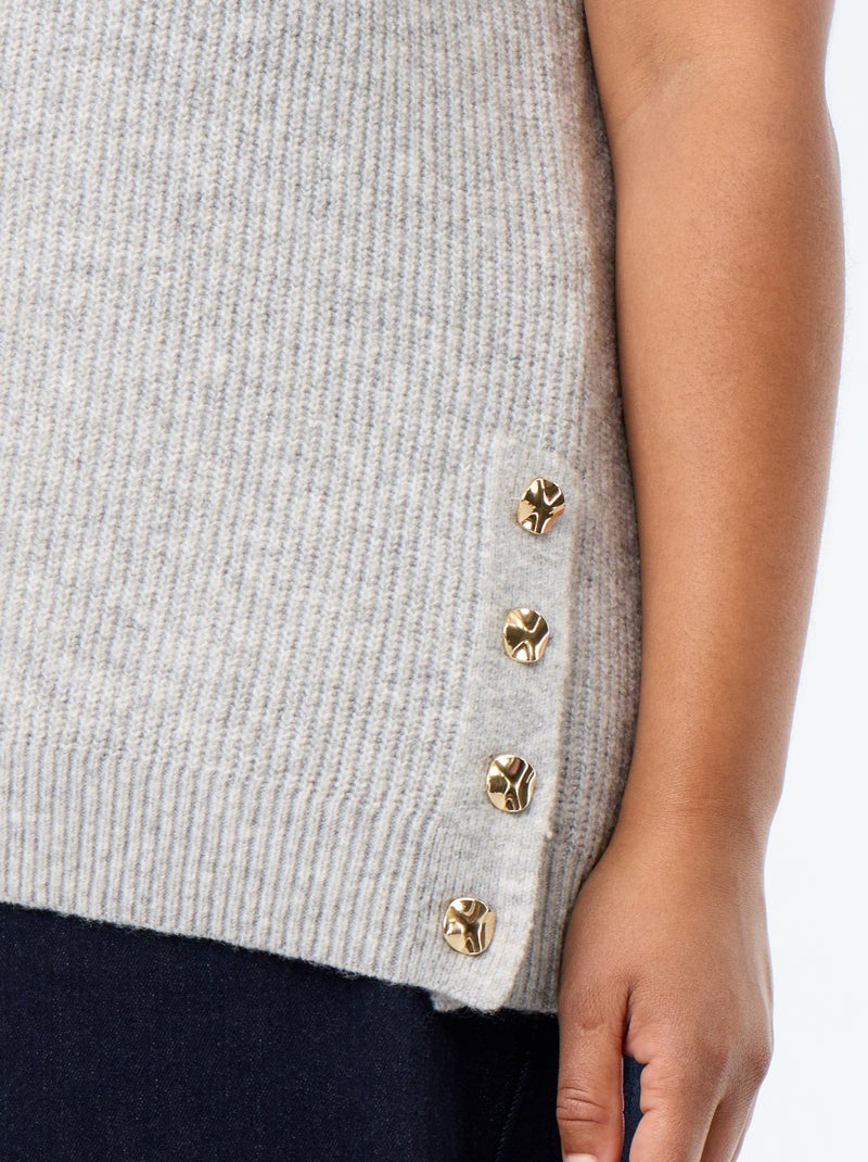 Camisola sem mangas com bijuteria dourada Cinza - Kiabi