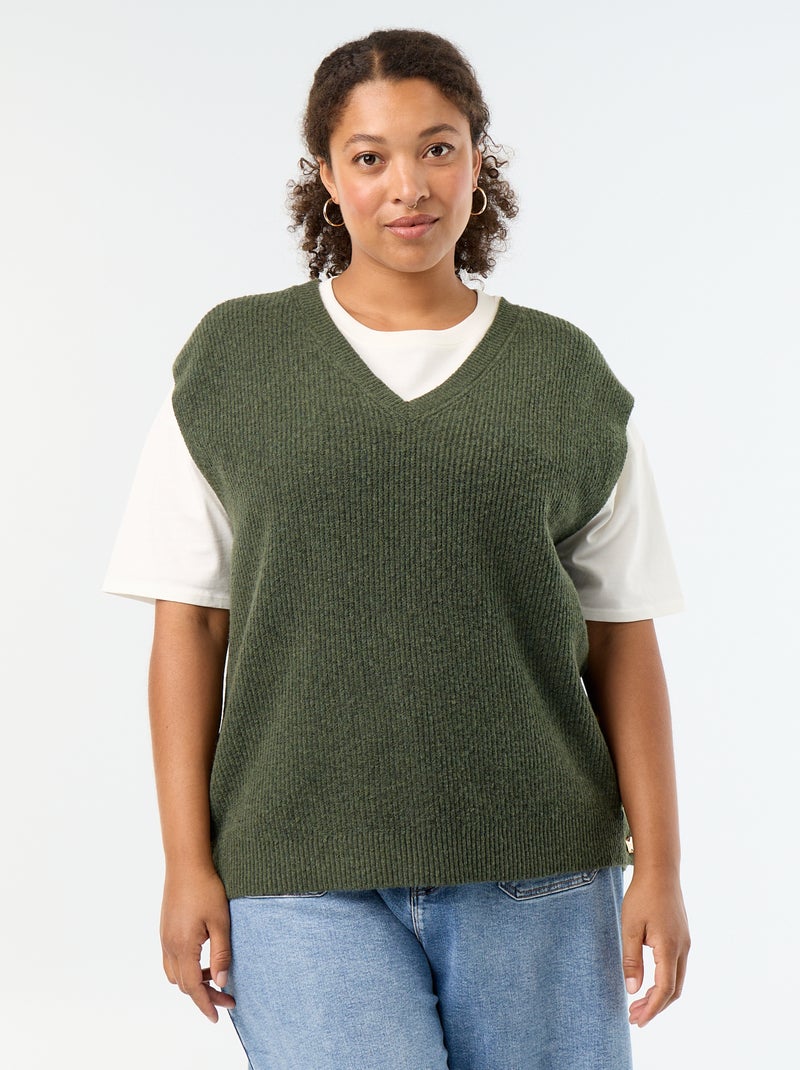 Camisola sem mangas com bijuteria dourada Verde - Kiabi