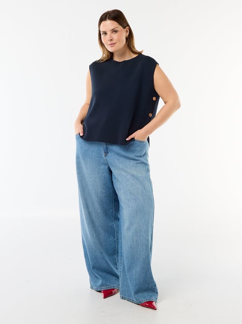 Camisola sem mangas com botões dourados na lateral - Kiabi