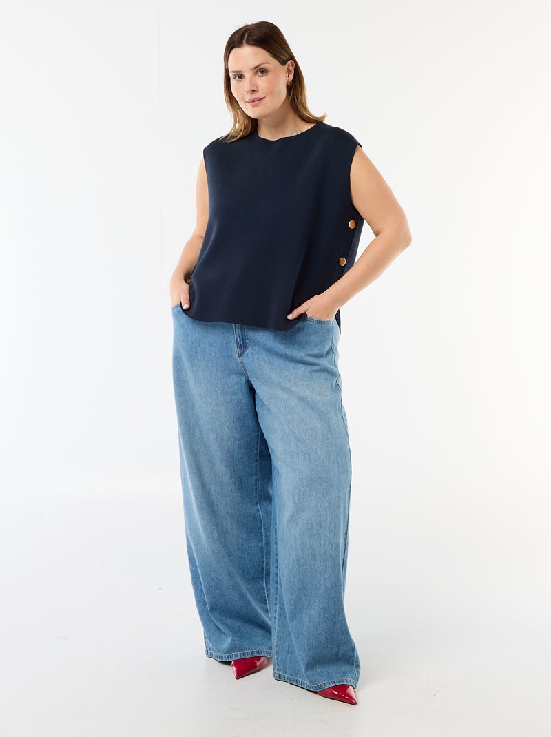 Camisola sem mangas com botões dourados na lateral Azul - Kiabi