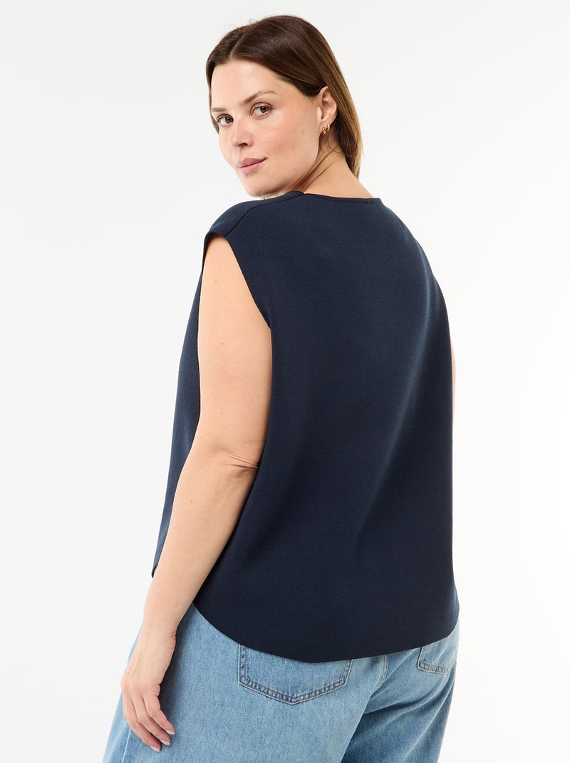 Camisola sem mangas com botões dourados na lateral Azul - Kiabi