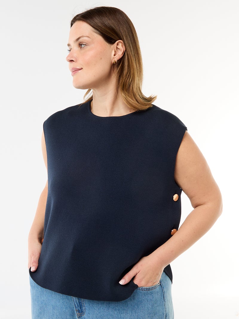 Camisola sem mangas com botões dourados na lateral Azul - Kiabi
