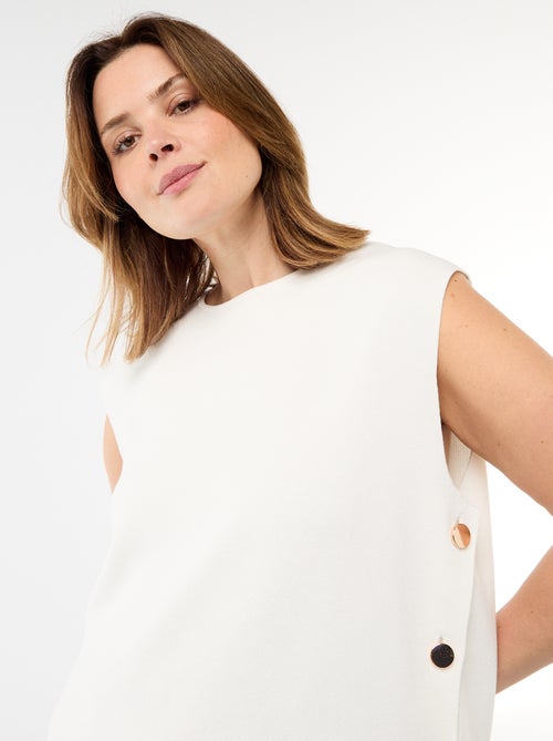 Camisola sem mangas com botões dourados na lateral - Kiabi