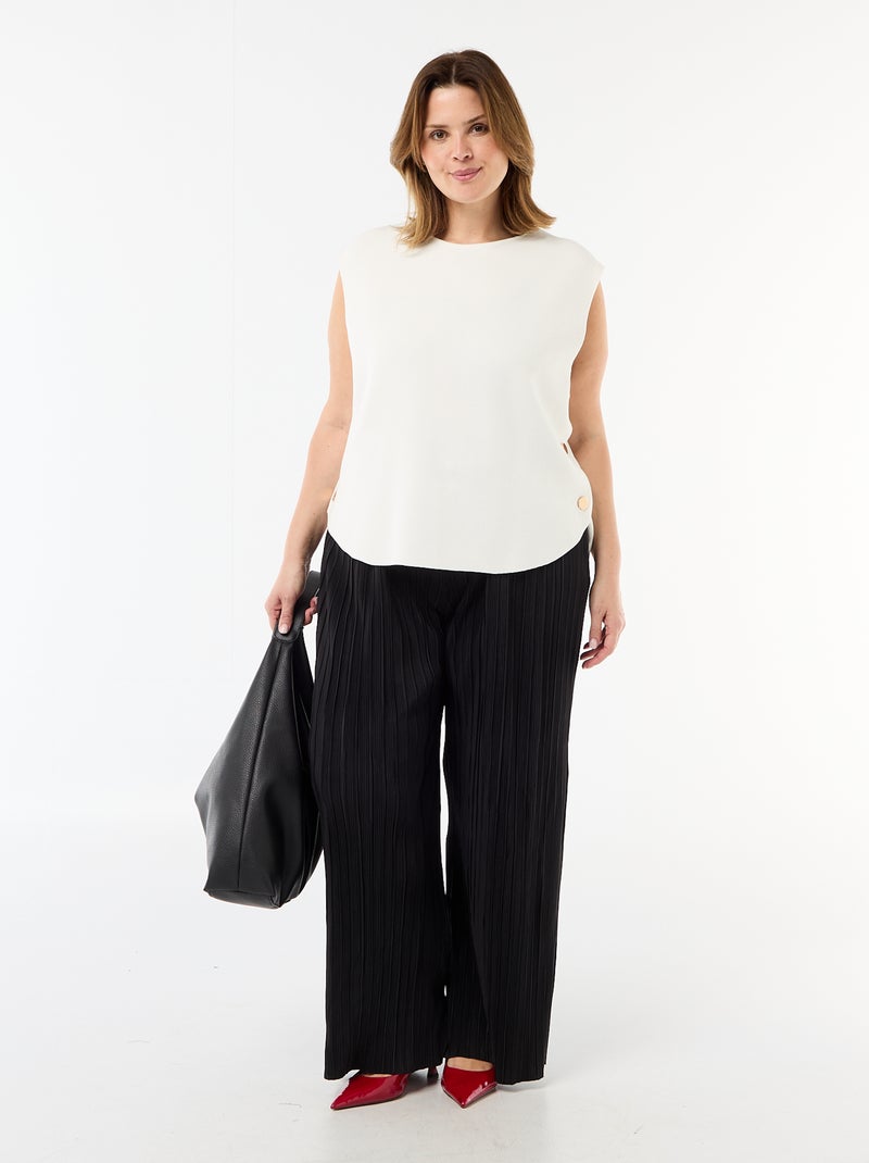 Camisola sem mangas com botões dourados na lateral Branco - Kiabi