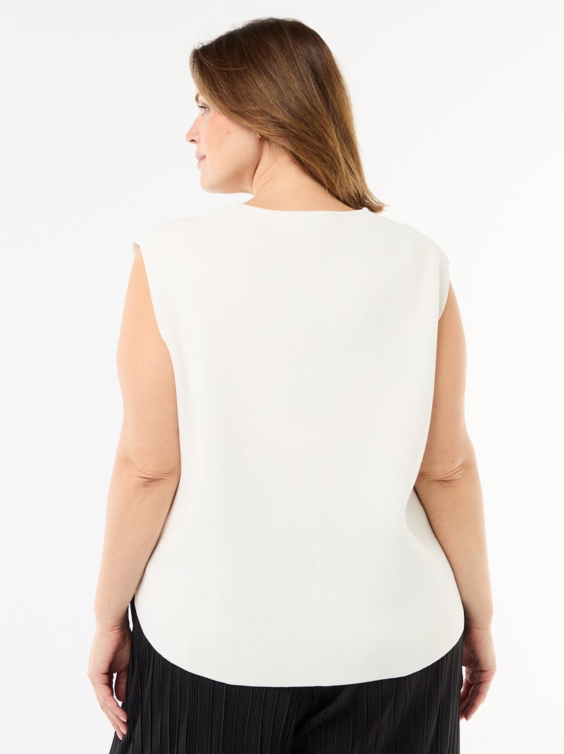 Camisola sem mangas com botões dourados na lateral Branco - Kiabi
