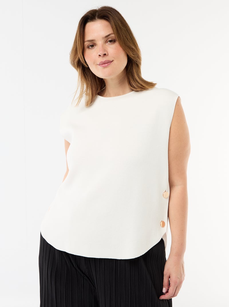 Camisola sem mangas com botões dourados na lateral Branco - Kiabi