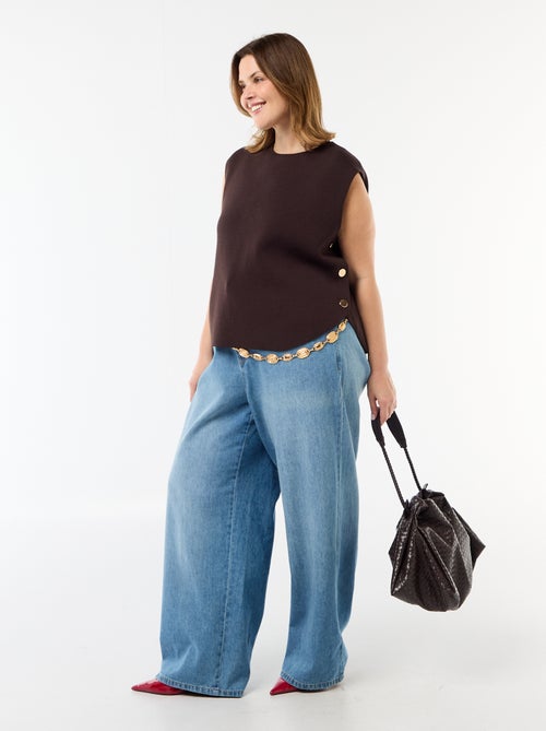 Camisola sem mangas com botões dourados na lateral - Kiabi