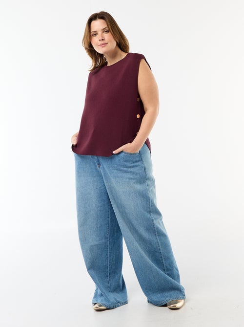 Camisola sem mangas com botões dourados na lateral - Kiabi