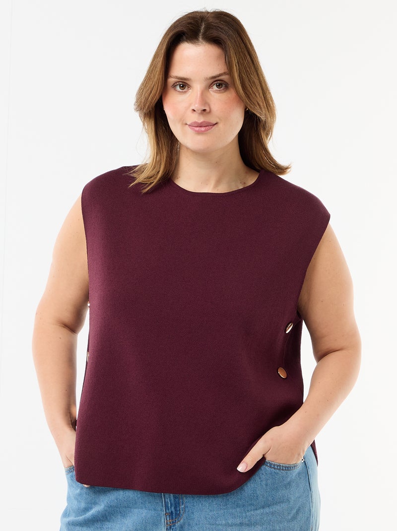 Camisola sem mangas com botões dourados na lateral Vermelho - Kiabi