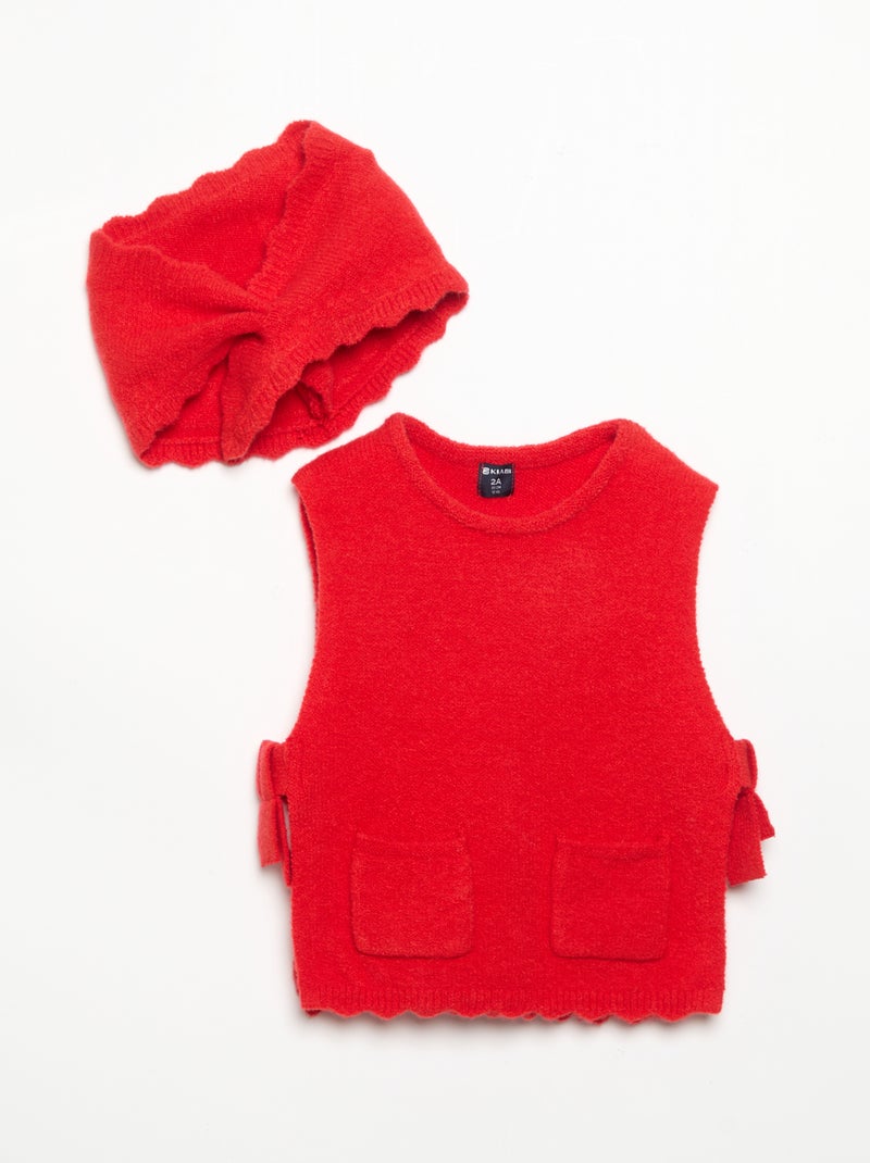 Camisola sem mangas com cachecol amovível Vermelho - Kiabi