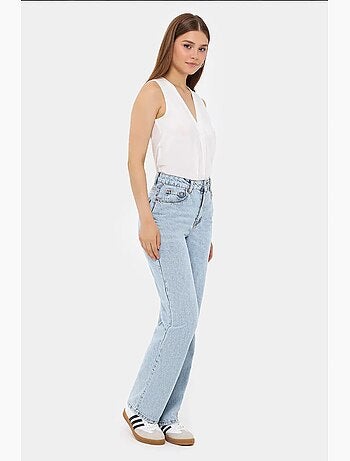 Camisola sem mangas com decote em V semitransparente