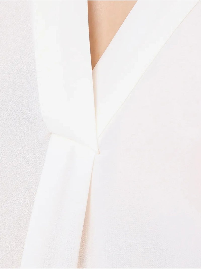 Camisola sem mangas com decote em V semitransparente Branco - Kiabi
