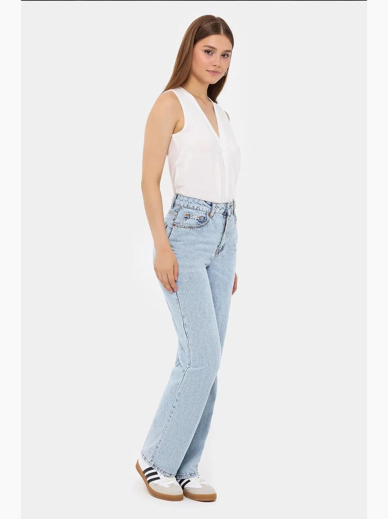Camisola sem mangas com decote em v semitransparente hiccup Branco - Kiabi