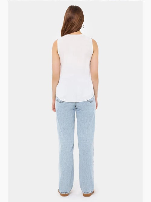 Camisola sem mangas com decote em v semitransparente hiccup - Kiabi Camisola sem mangas com decote em v semitransparente hiccup - Kiabi