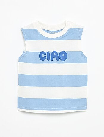 Camisola sem mangas com estampado à frente