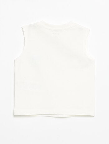 Camisola sem mangas com estampado à frente