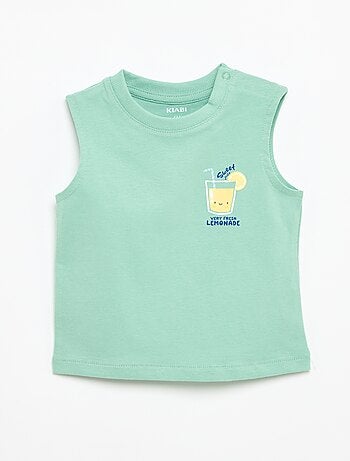 Camisola sem mangas com estampado à frente