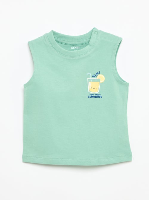 Camisola sem mangas com estampado à frente - Kiabi