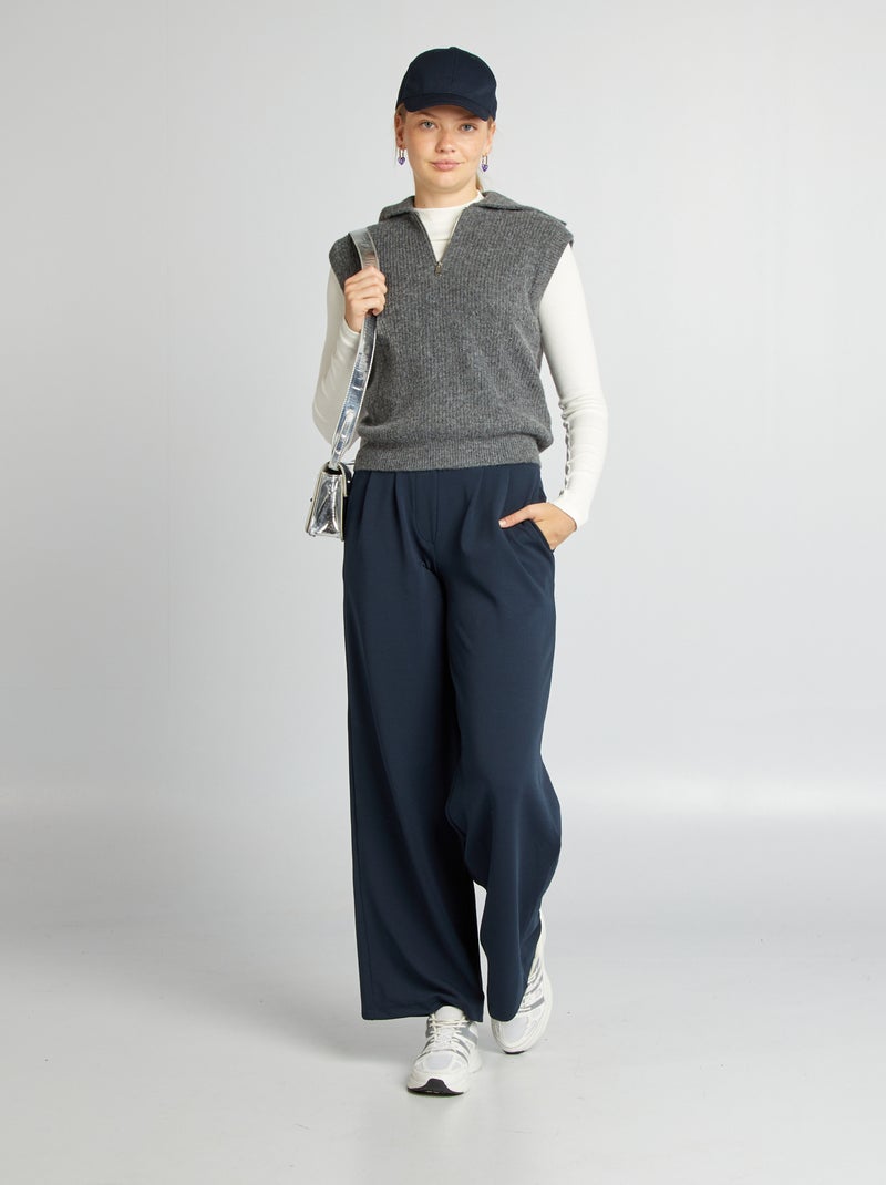 Camisola sem mangas com gola com fecho CINZA - Kiabi