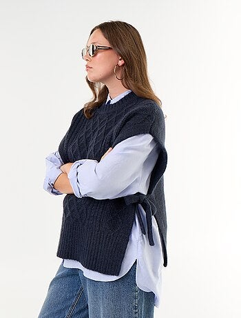 Camisola sem mangas com laço nas laterais