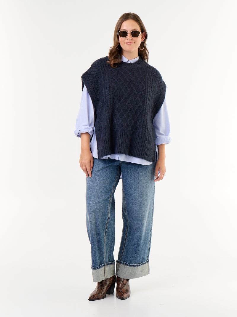 Camisola sem mangas com laço nas laterais Azul - Kiabi