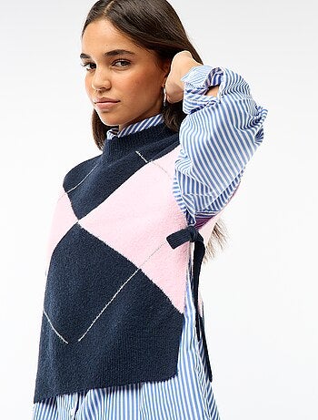 Camisola sem mangas com laços para atar nas laterais