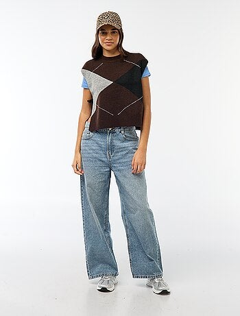 Camisola sem mangas com laços para atar nas laterais