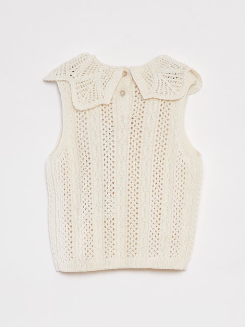 Camisola sem mangas com malha e gola de fantasia - Kiabi