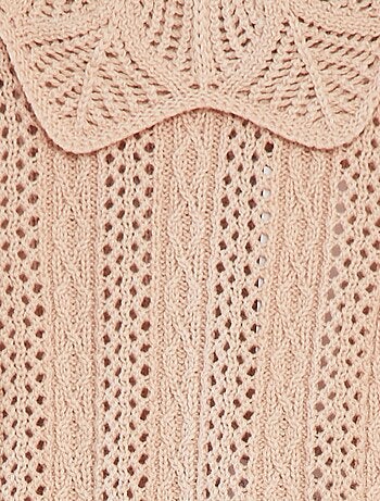 Camisola sem mangas com malha e gola de fantasia