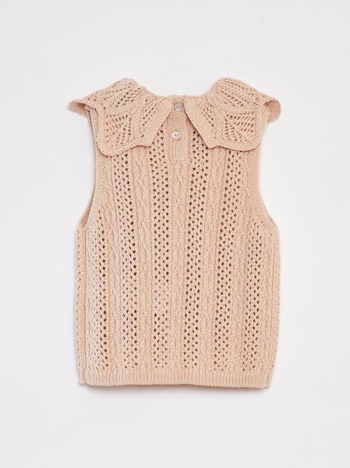 Camisola sem mangas com malha e gola de fantasia - Kiabi