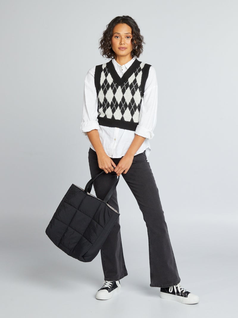 Camisola sem mangas com motivo jacquard PRETO - Kiabi