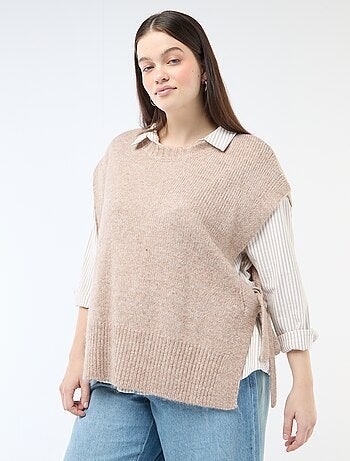 Camisola sem mangas com nó nas laterais