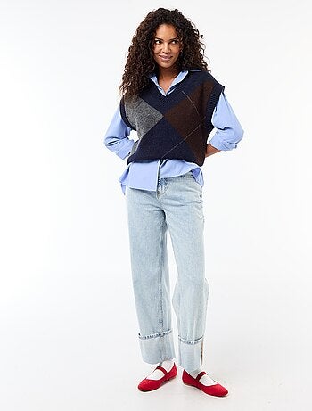 Camisola sem mangas com padrão losangos