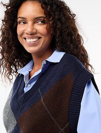 Camisola sem mangas com padrão losangos