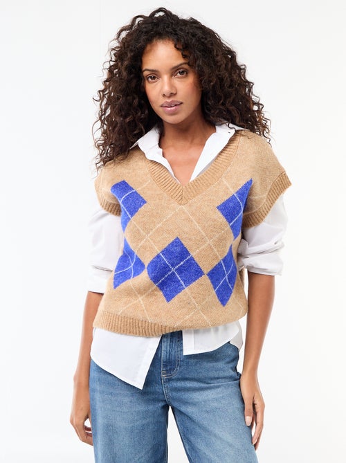 Camisola sem mangas com padrão losangos - Kiabi