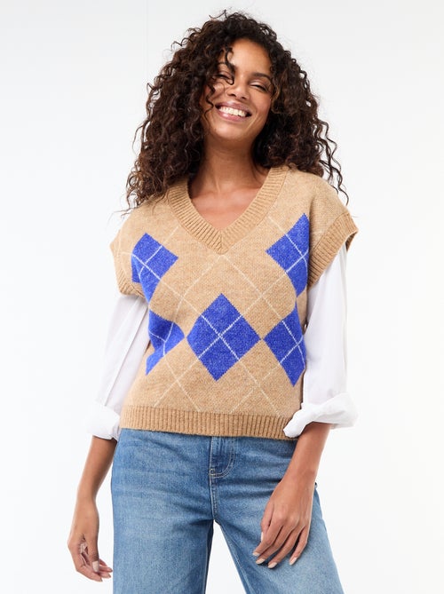 Camisola sem mangas com padrão losangos - Kiabi