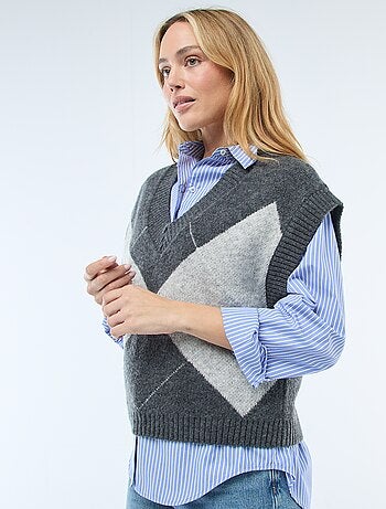 Camisola sem mangas com padrão losangos