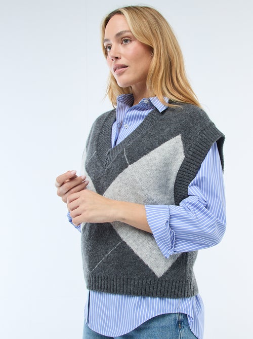 Camisola sem mangas com padrão losangos - Kiabi