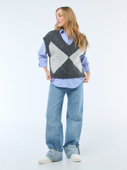 Camisola sem mangas com padrão losangos - Kiabi