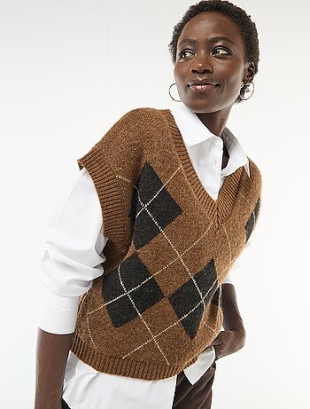 Camisola sem mangas com padrão losangos