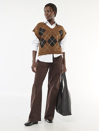 Camisola sem mangas com padrão losangos