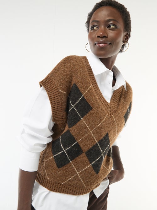 Camisola sem mangas com padrão losangos - Kiabi