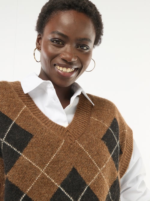 Camisola sem mangas com padrão losangos - Kiabi