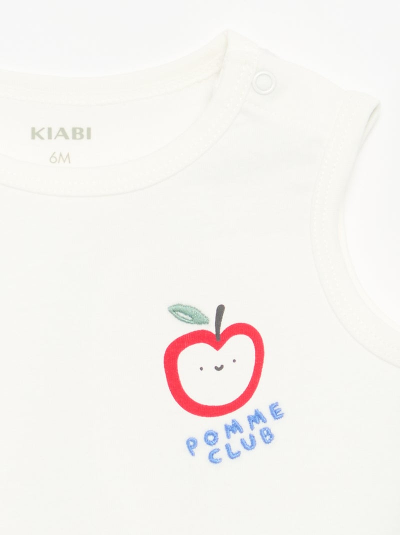 Camisola sem mangas com "patch" no peito Branco - Kiabi