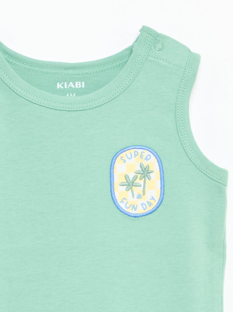 Camisola sem mangas com "patch" no peito Verde - Kiabi