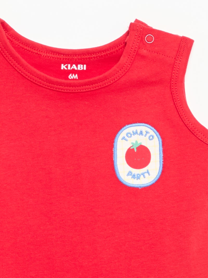 Camisola sem mangas com "patch" no peito Vermelho - Kiabi
