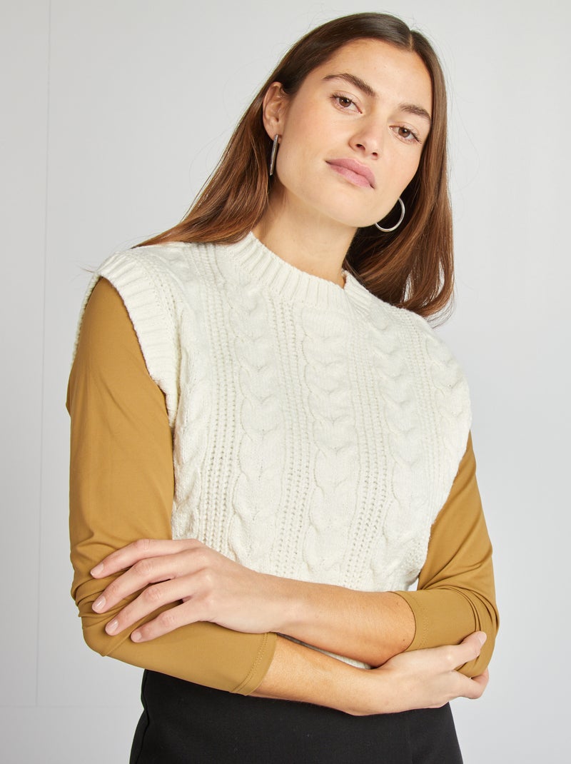 Camisola sem mangas com torcidos BRANCO - Kiabi